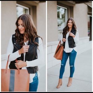 Madewell Paintstripe Transport Leather Tote